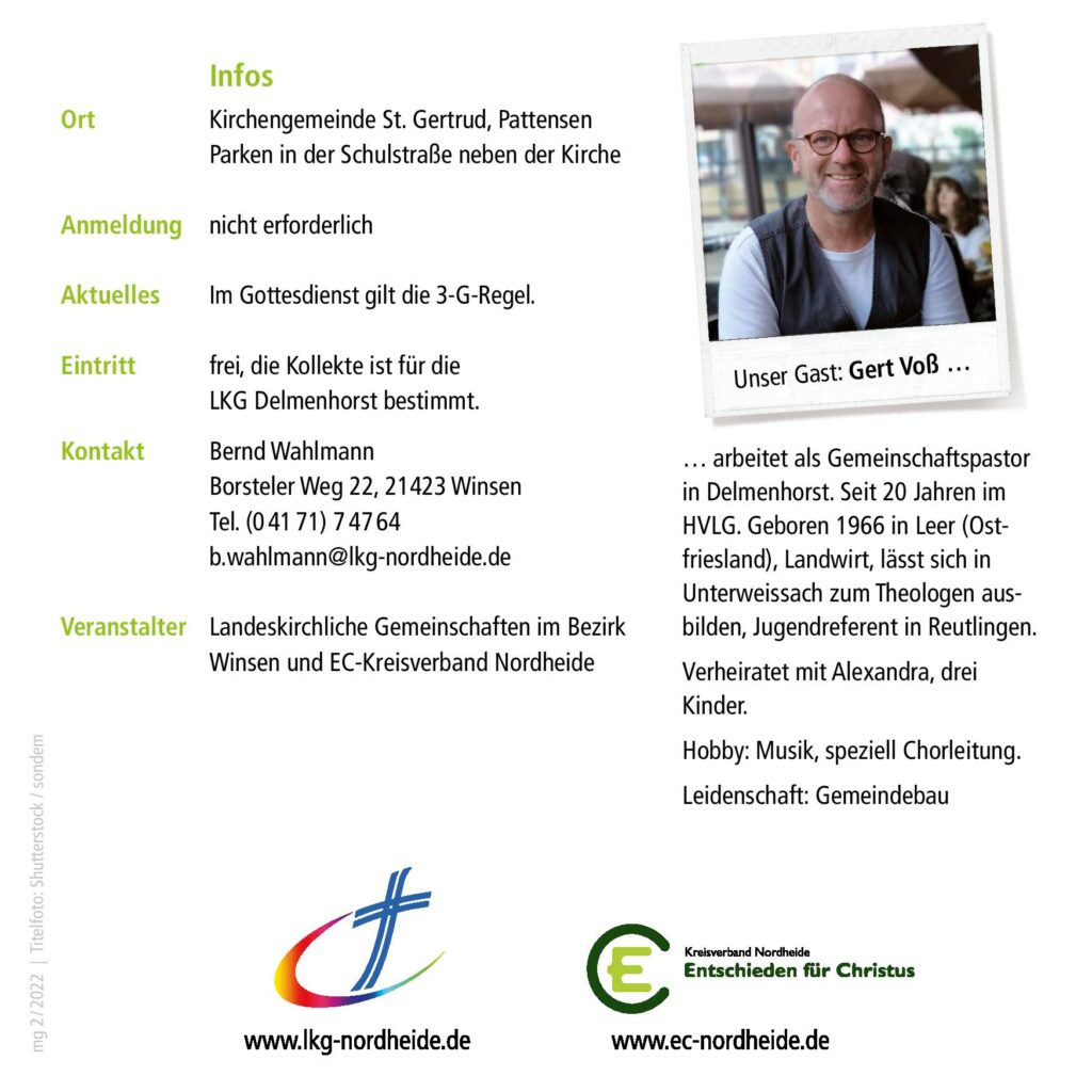Gemeinschaftstag in Pattensen - "Bei uns entfaltet sich Leben – Die Propheten" mit Gerd Voß, Kirchengemeinde St. Gertrud, Pattensen, Kirchenweg 1, 21423 Winsen (Luhe)